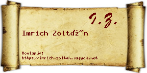 Imrich Zoltán névjegykártya
